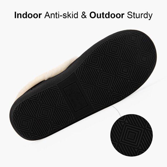 Women's Black Warm Winter Velvet Fuzzy Collar House Slippers Bootie Shoes - Picture 5 of 6